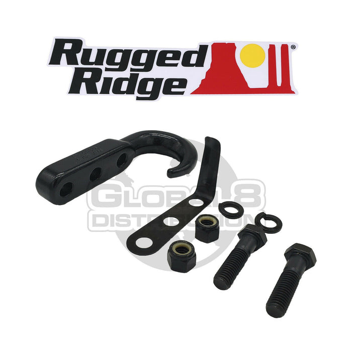 Rugged Ridge Black Tow Hook 10,000 lbs Capacity - Drilling Required