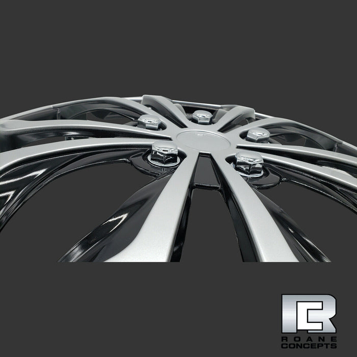 Roane Venom Edition Universal 15" Black & Silver Snap On Hub Caps - Set of 4