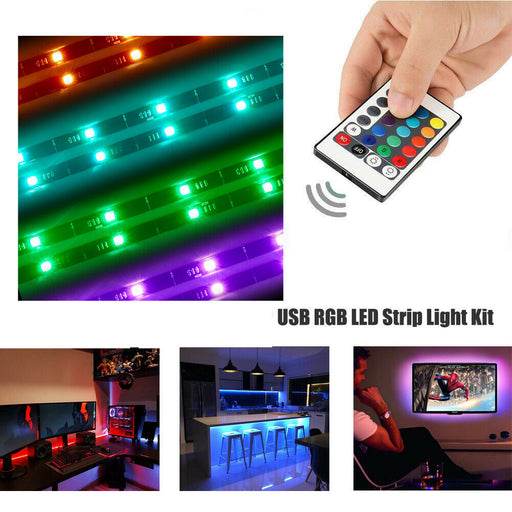 Roane Designs USB 2 Feet Color RGB Tape Light Kit Indoor Outdoor with Remote