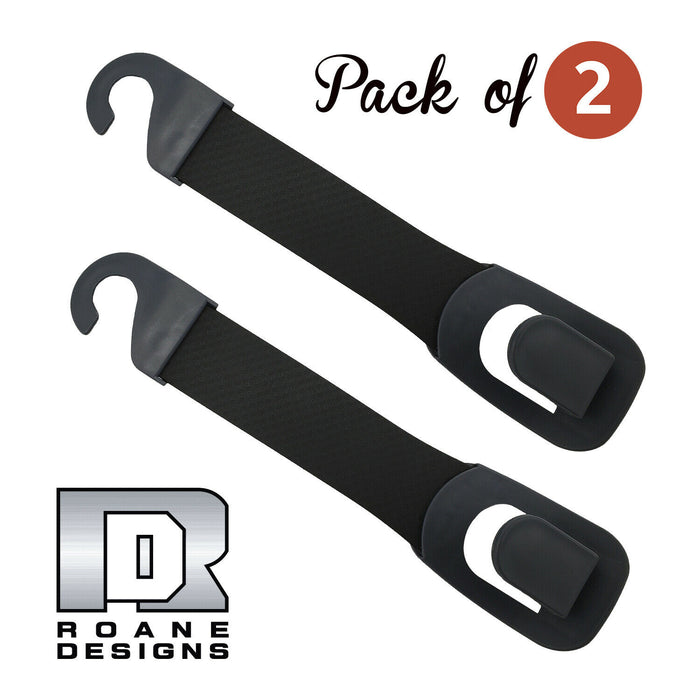 Pack of 2 - Roane Design Car Seat Back Headrest Hook for Grocery, Book Bags, Tote Purses, Face Mask, Takeout Bags