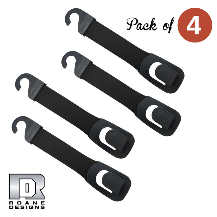 Pack of 4 - Roane Design Car Seat Back Headrest Hook for Grocery Book Bags Tote Purses