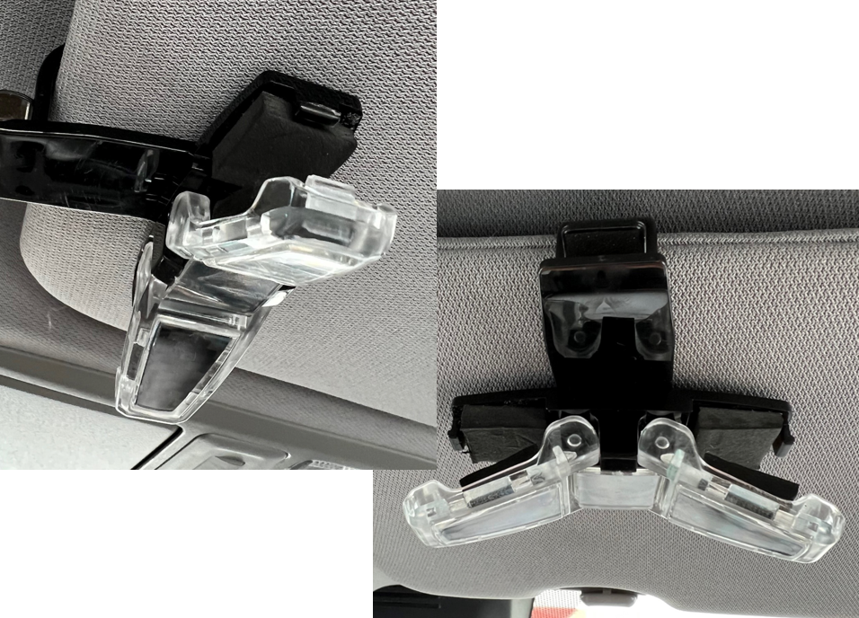 Pack of 2 Universal Sun Visor Sunglass Holder Clips with 2 Clamps - Can hold 2 pairs of sunglasses!